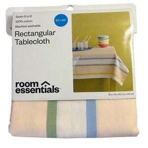 Room Essentials Striped Cotton Tablecloth Rectangular 60 X 84 Inch NWT Target